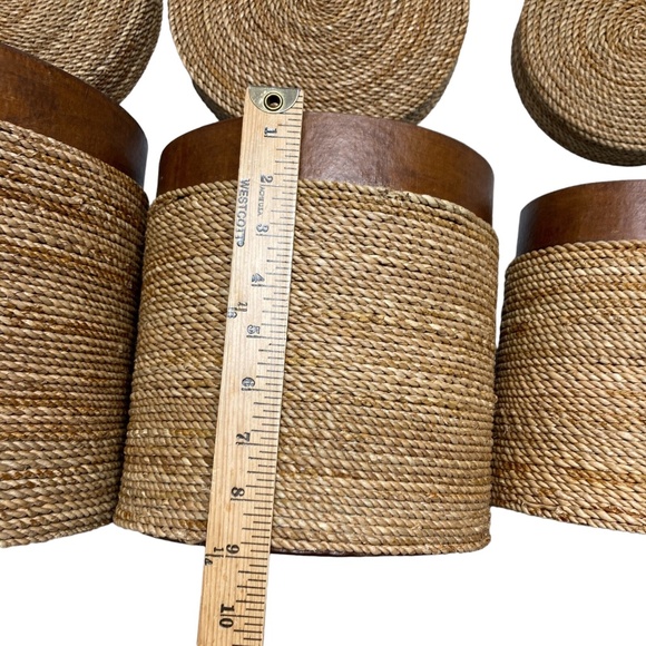home decor 3 nesting baskets w/ lids containers jute 11" 9" 7" handmade organize - Picture 8 of 16
